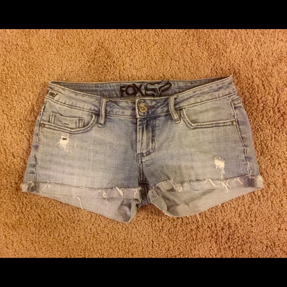 FOX Light Blue Denim Cutoff Shorts - Women's Distressed Jean Shorts
